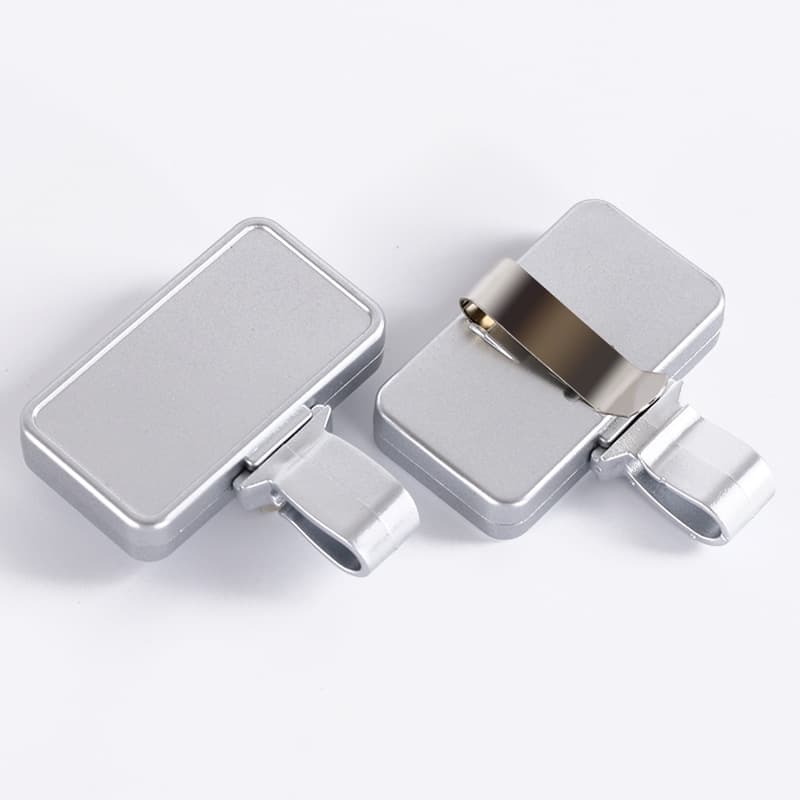 Anti-loss credential clip with silver spray-painted retractable mechanism square plastic ID badge holder