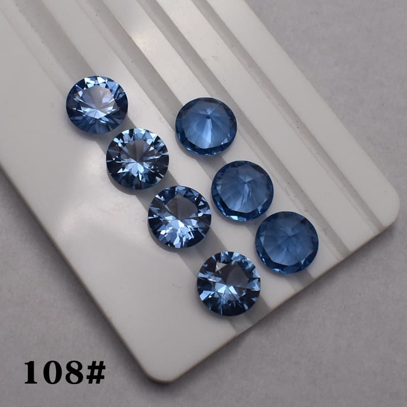 Wax Inlay High Temperature Inlay 108# Light Blue Spinel Round Bare Stone Light Spinel Gemstone Jewelry with Diamond