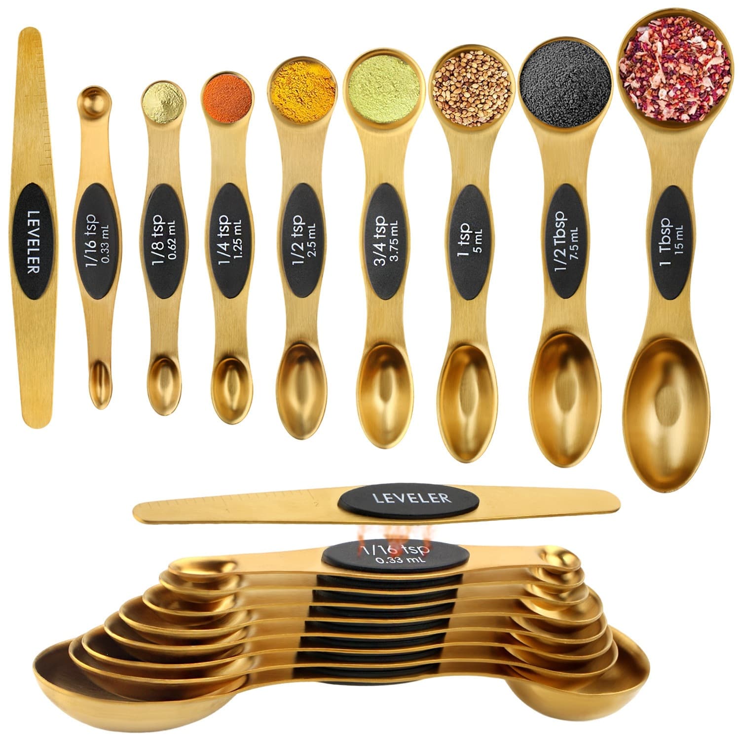 Magnetic double-headed measuring spoon 6789-piece set Amazon stainless steel baking household kitchen salt spoon measuring seasoning spoon