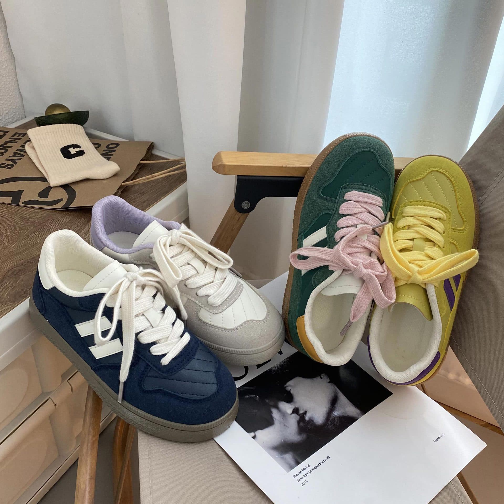 Women's German-style canvas shoes, 2025 Spring/Summer new style, white sneakers, versatile, simple, casual shoes, 6025