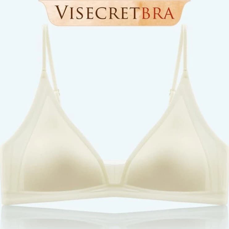 Non-Magnetic Kbra Milk Satin French Deep V-Neck Underwear for Women Thin Straps Seamless Triangle Cup Small Chest Wire-Free Bra