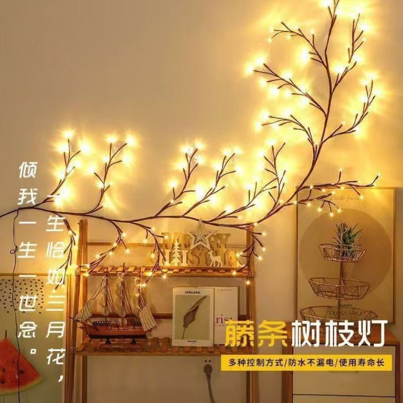 Cross-border LED rattan branch light bedroom holiday wedding decoration ambient decorative light shaped simulated branch light