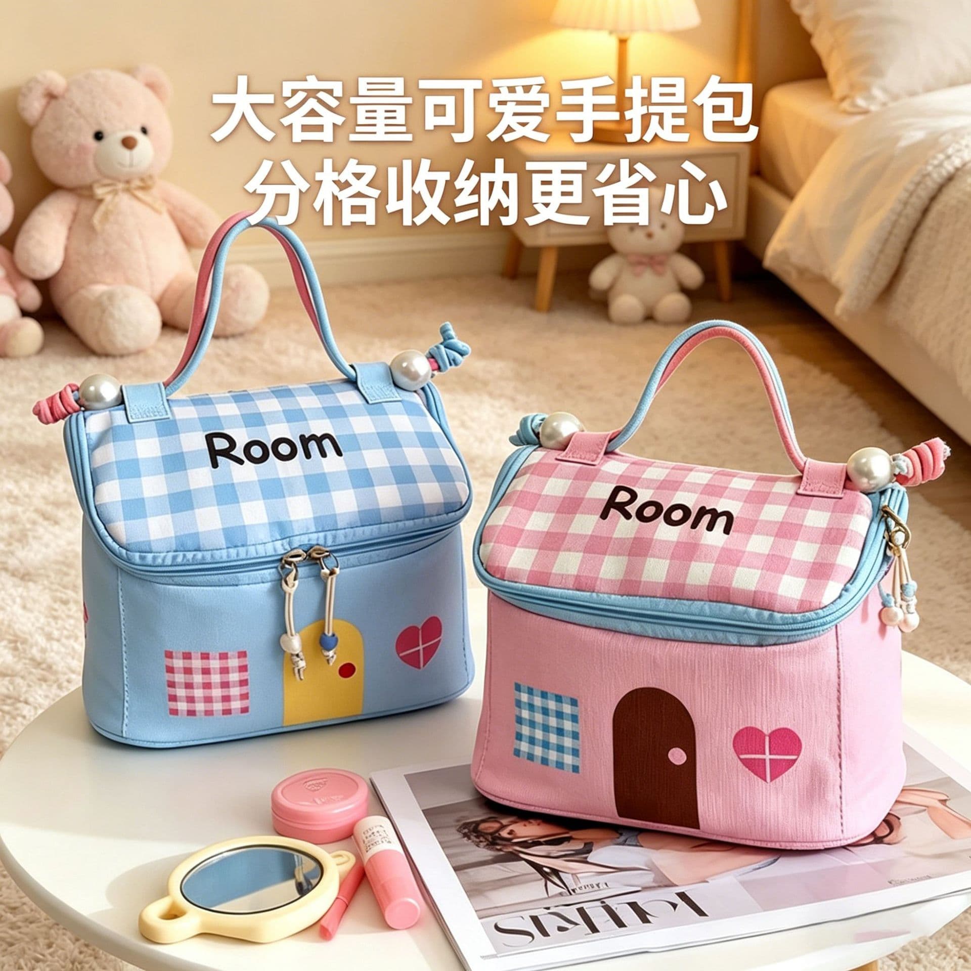 Dopamine Little House Cosmetic Bag Souvenir Hand Toilet Bag Cosmetics Storage Bag Waterproof Large Capacity Storage