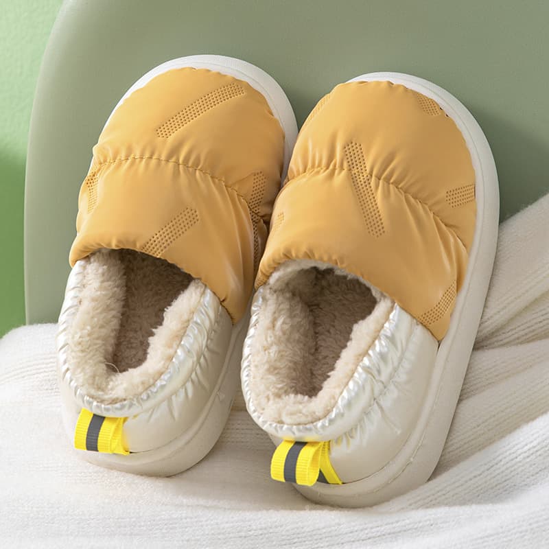 Children's Cotton Slippers Winter Heel-Covering Waterproof Anti-Slip Small/Medium/Large Boys/Girls Thick Soft Sole Fleece-Lined Warm Baby Cotton Shoes