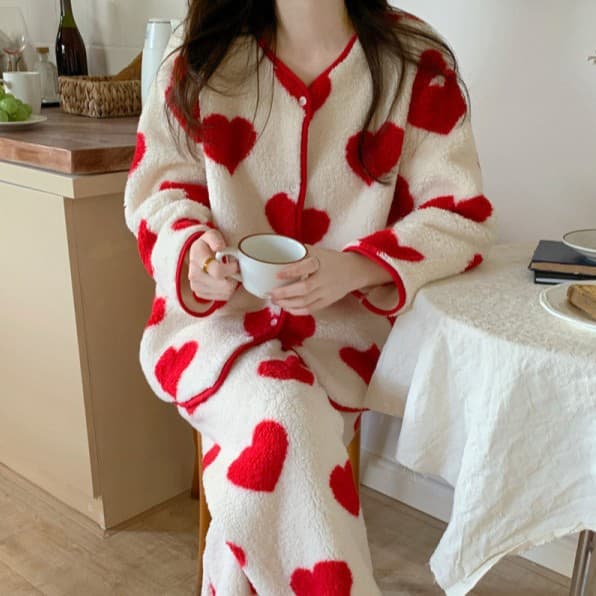 Korean Ins Women's Autumn and Winter New Christmas Collection Colorful Plush Korean Girl's Home Wear Pajama Set for Women