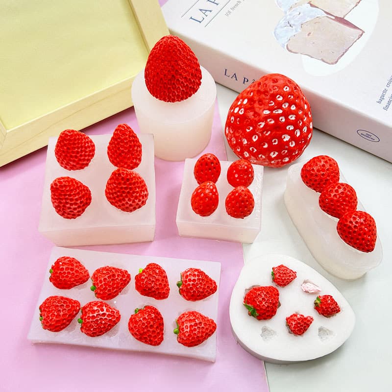 3D Strawberry Blueberry Squeeze Mold, Cherry Raspberry Chocolate Fondant Mousse Cake Decoration, Handmade Soap Skewers