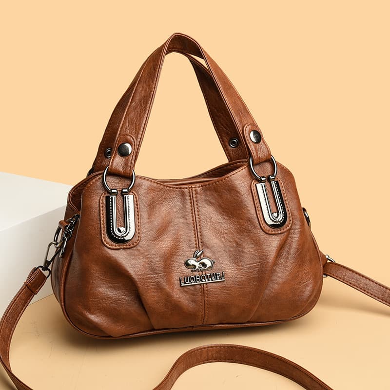 Fashionable Soft Leather Women's Crossbody Bag Large Capacity Shoulder Bag Trendy Handbag for Middle-Aged Mothers