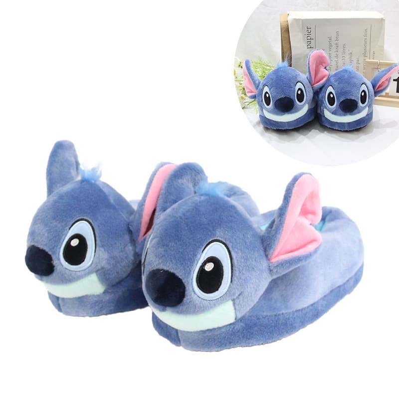 Lilo and Stitch plush slippers cartoon couple indoor home all-inclusive heel thickened warm cotton shoes winter