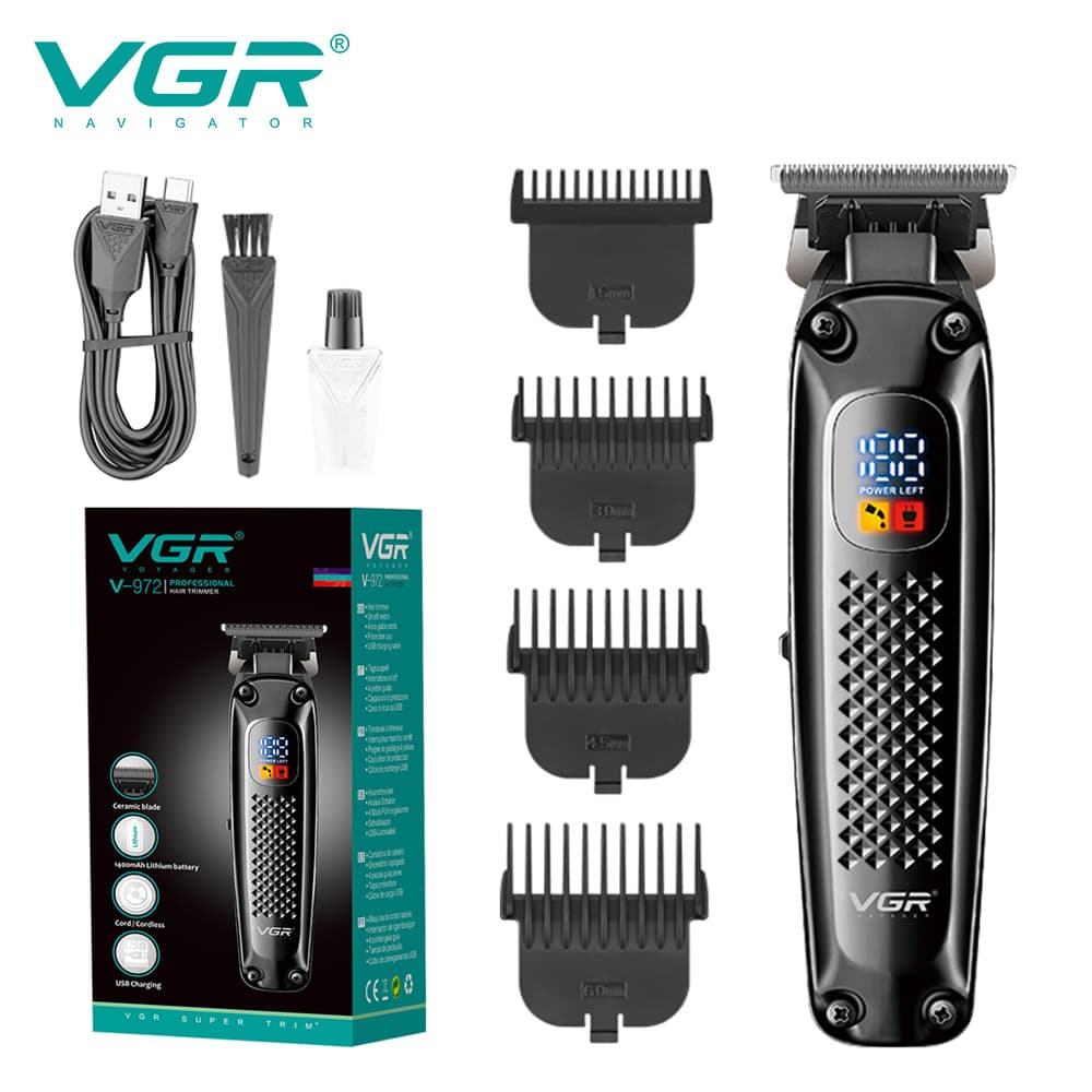 VGR972 Cross-border Trade Carving Hair Clipper, LCD Digital Display, Men's Barber Shop Electric Rechargeable Hair Trimmer