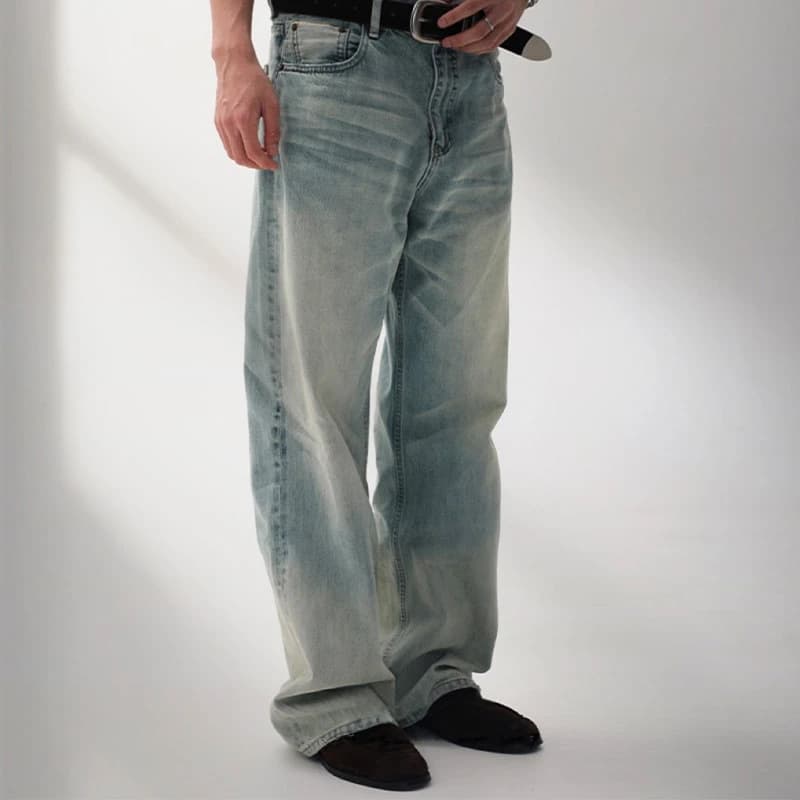New Spring/Summer Slim-Fit Casual Comfortable Relaxed High-Quality Straight-Leg Solid Color Light Luxury Draped Jeans