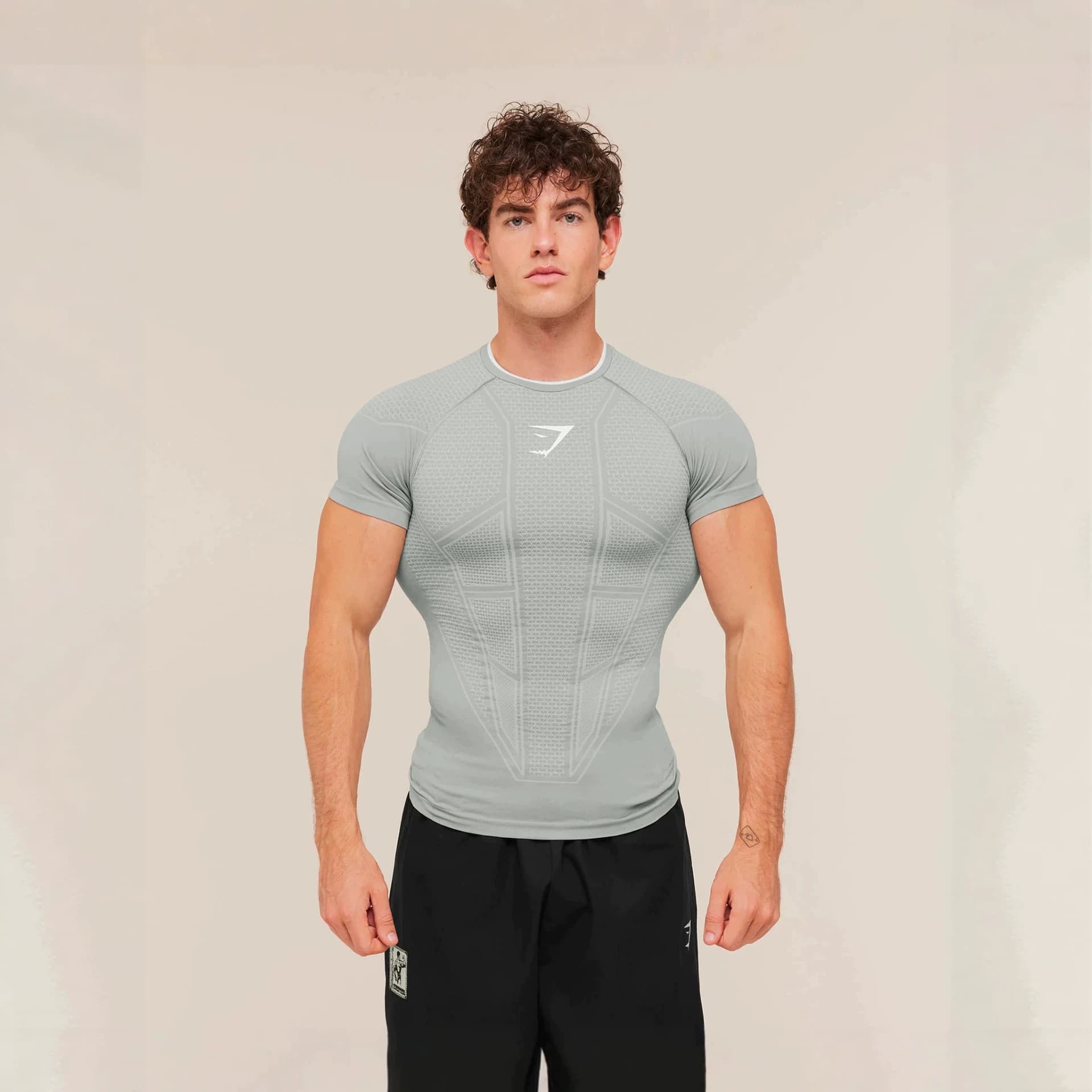 GYM Shark SHARK/ONYX V1 Men's T-Shirt Sports Fitness Stretch Round Neck Short Sleeve Tight Top