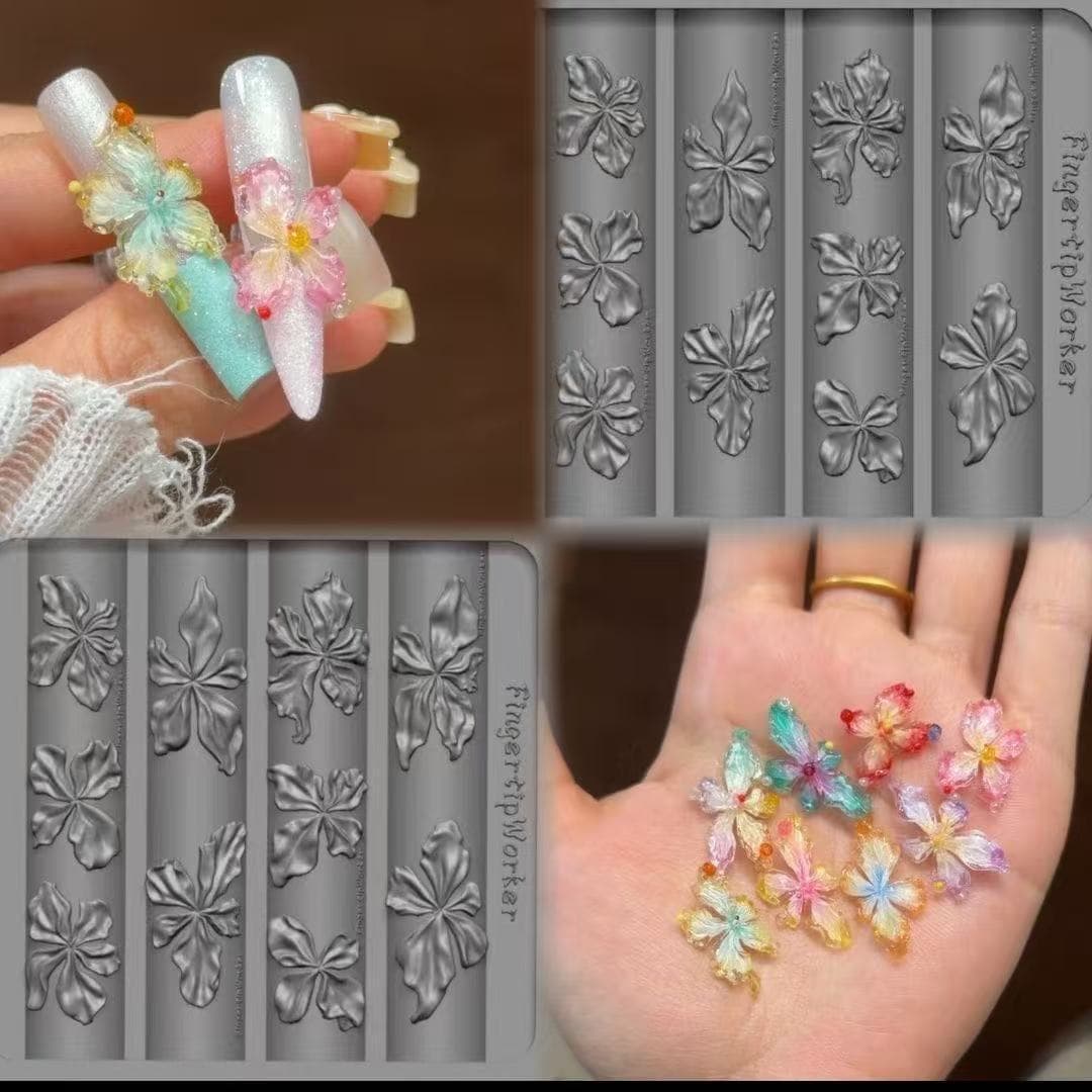 New Same Style Ice Flower Mold Nail Art Mold Flower 3D Silicone Mold Tool Wearable Nail Decoration Mold