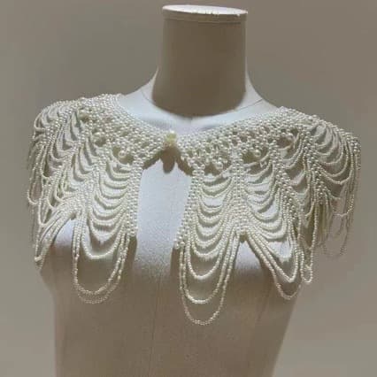 New Spring/Summer Thai Trendy Brand Versatile Elegant Handmade Pearl Hollow-Out Shawl for Women