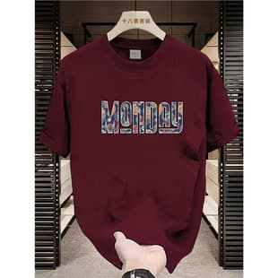 MO American Heavyweight Pure Cotton Short Sleeve T-Shirt Unisex Summer Ins Street Style Loose Fit Top