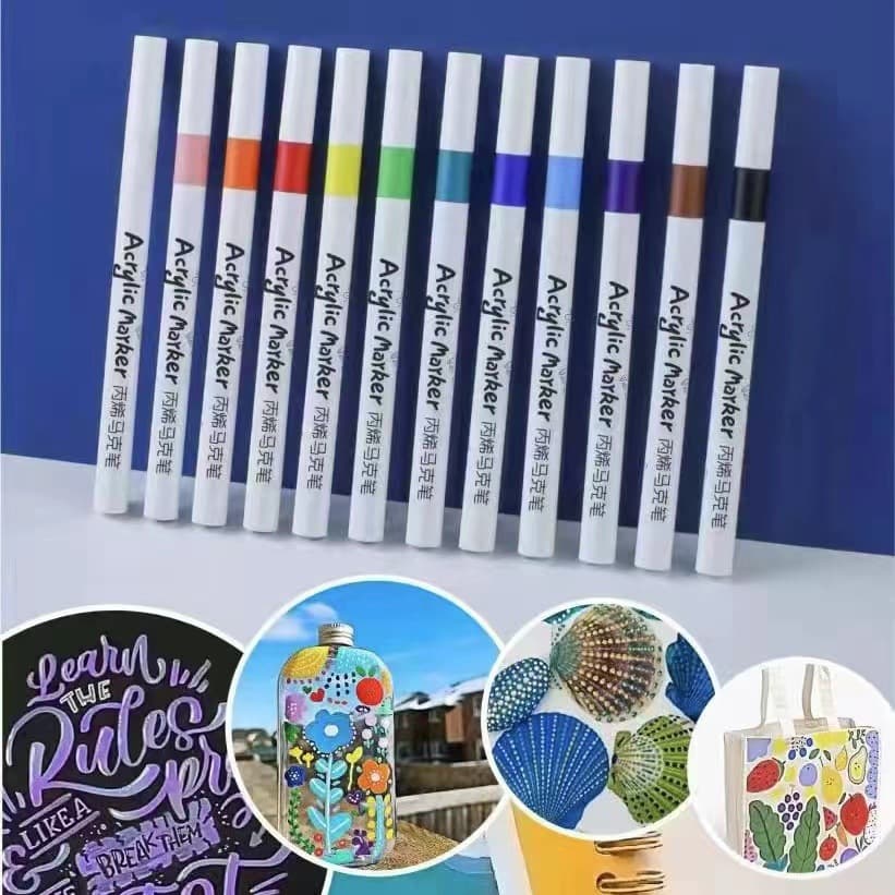 Acrylic Marker Pens 36 Colors Set Quick Dry Water-Based Paint for DIY Ceramic Glass Graffiti Drawing Sign Pen Art Supplies
