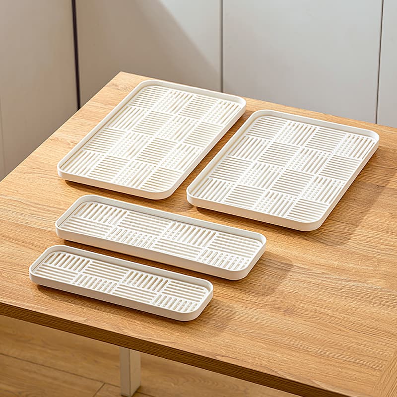 Double-layer Plastic Draining Tray, Rectangular Draining Basket for Living Room and Kitchen, Tea Tray, Household Fruit Tray