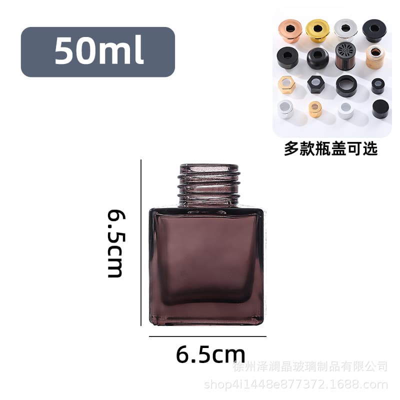 Square Aroma Bottle Transparent Colored Reed Diffuser Bottle Empty Bottle Dried Flower Volatilizer Living Room Hotel Bathroom Fragrance Bottle