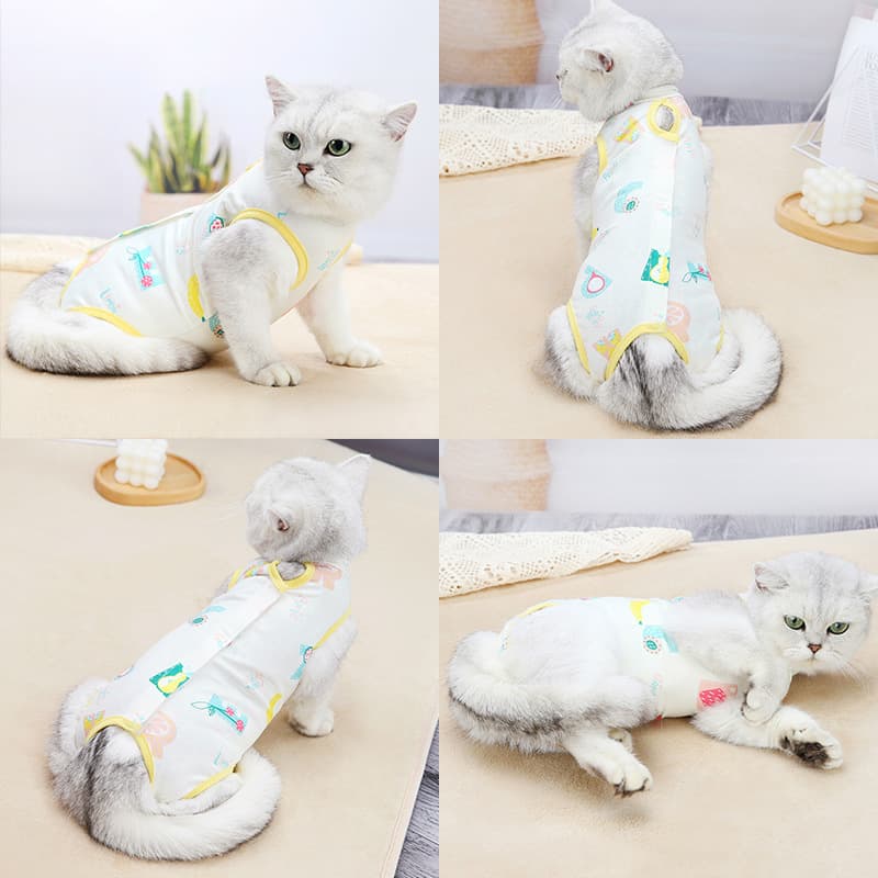 Soft Thin Four-Legged Cat Spay Surgery Recovery Suit Anti-Lick Warm Cat Clothing
