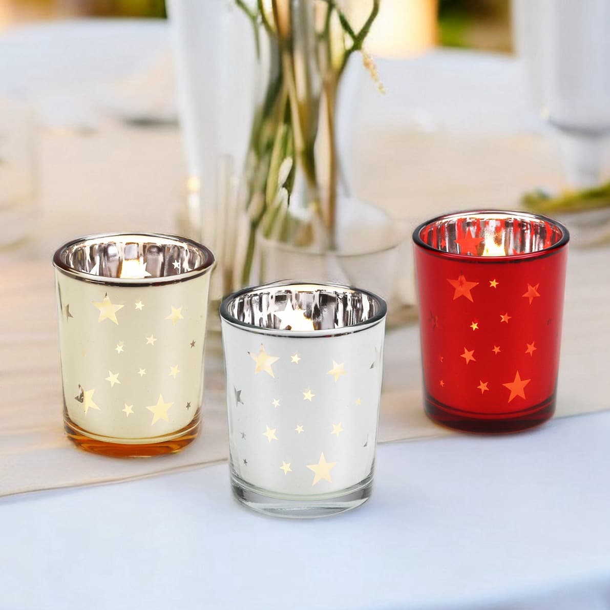 Star-Shaped Hollow Candle Cup, Exclusively for Cross-Border Sales, American-Style Christmas Electroplated Glass Empty Cup, Aromatherapy Candle Cup, Ambiance Supplies
