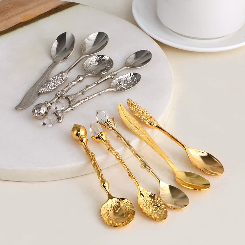 European palace retro carved silver-gold coffee spoon stirring spoon sugar spoon creative cute baking dessert spoon