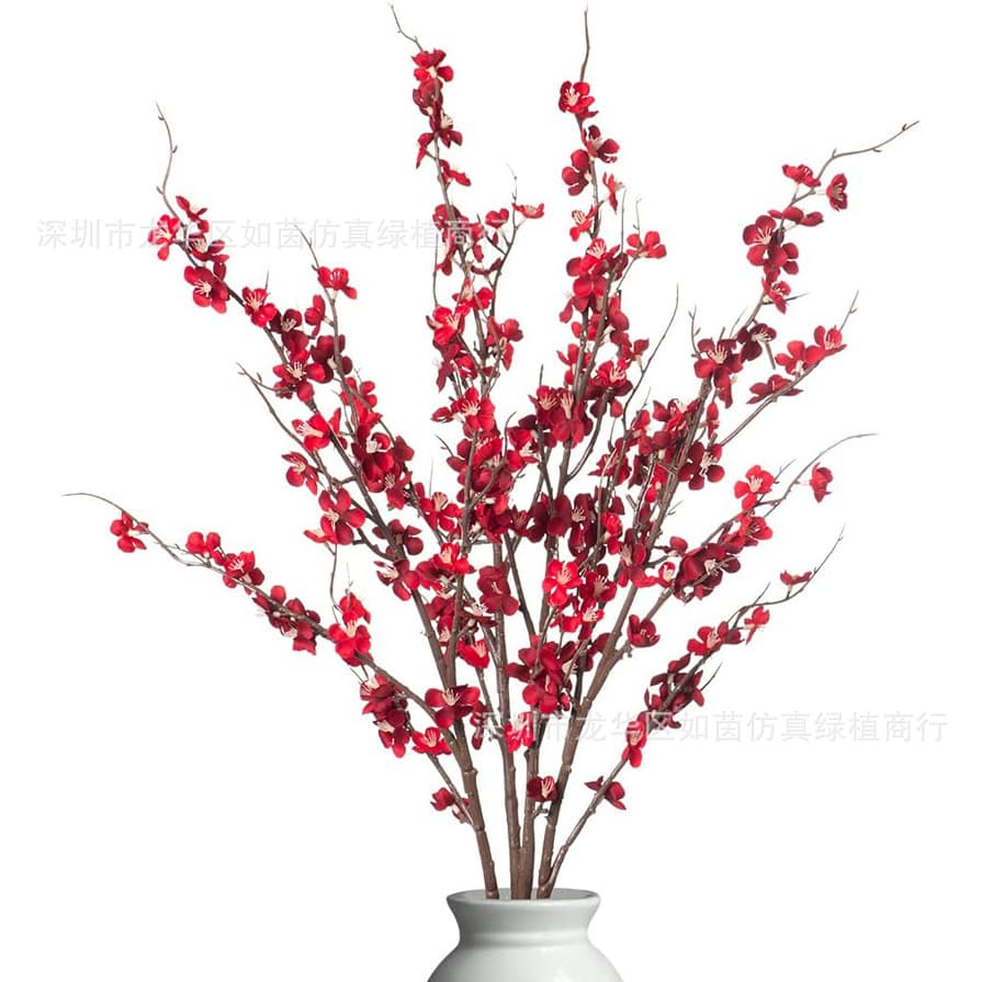 Cross-border simulated plum blossom branches, fake flowers wholesale, silk flowers, artificial bouquets, simulated green plants, decorative arrangements, simulated flowers, cherry blossoms