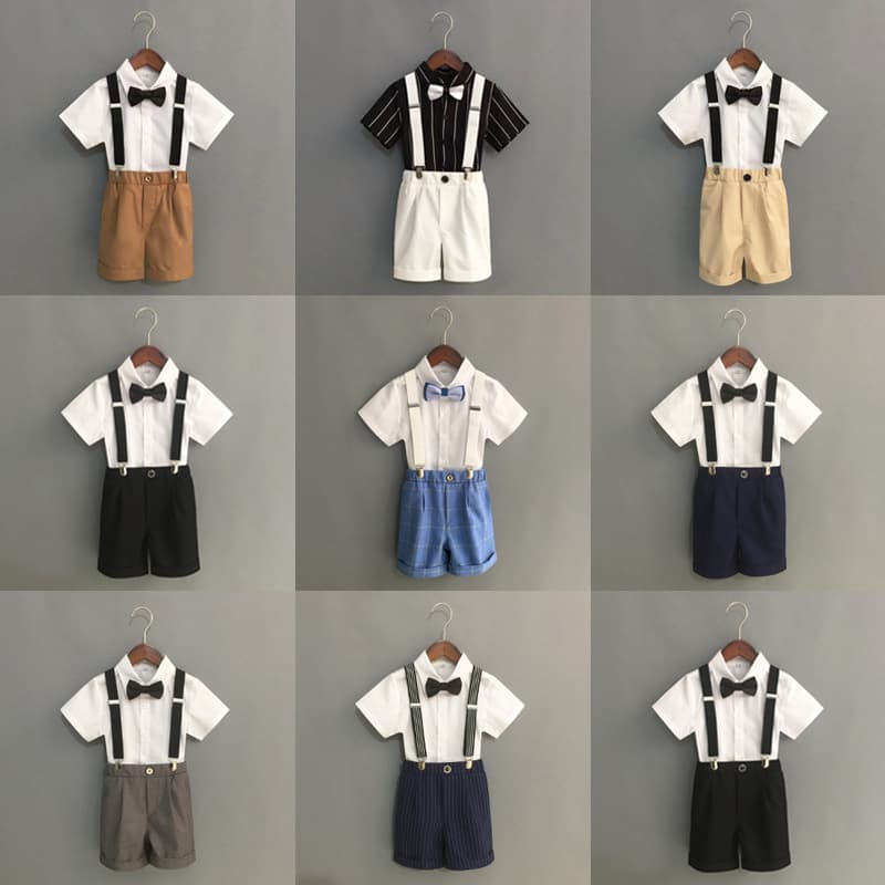 Boys overalls suit summer new style children's kindergarten suit performance host dress shorts