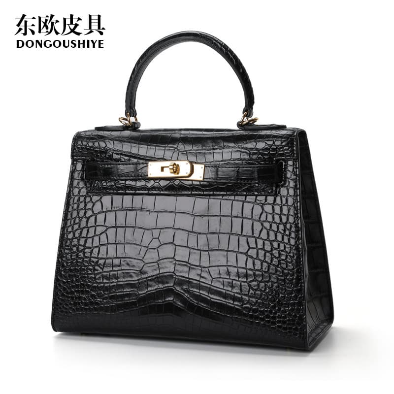 Direct-from-factory Thai Siamese crocodile belly handbag, versatile women's bag, fashionable genuine leather Kelly bag