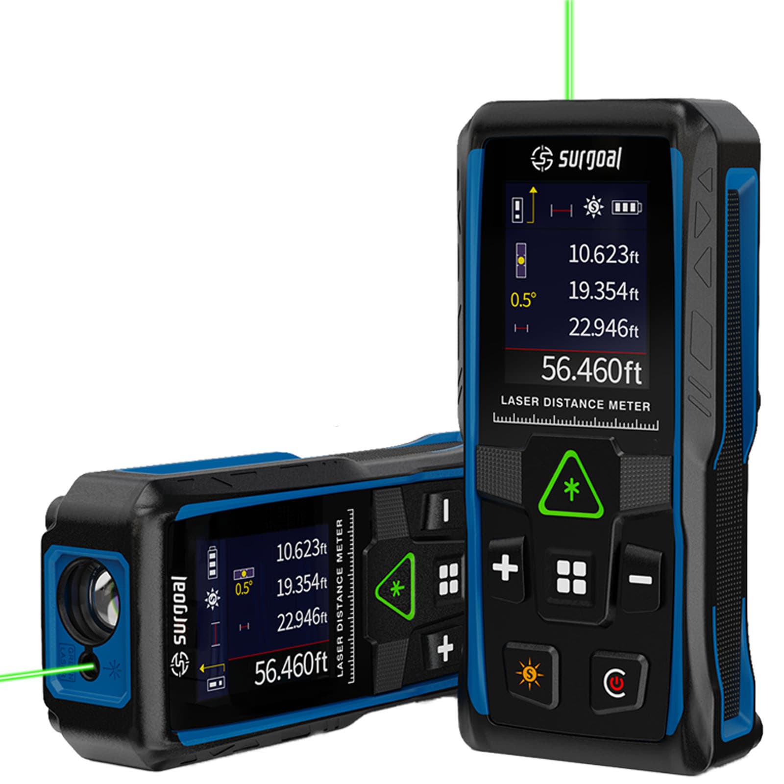 Cross-border Multifunctional Color Screen Digital Level Vibration Rotation Green Laser Distance Meter 100m Handheld Rangefinder