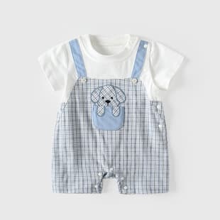 Baby Summer Thin Clothing 2026 New Style, Newborn Boy Short-Sleeve Romper, Handsome Harem Bodysuit, Cute Baby Bodysuit