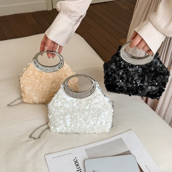 Cross-Border Popular Evening Bag, Sequined Banquet Bag, Bride's Wedding Dress Evening Dress Clutch, Women's Handbag, Party Banquet Handbag