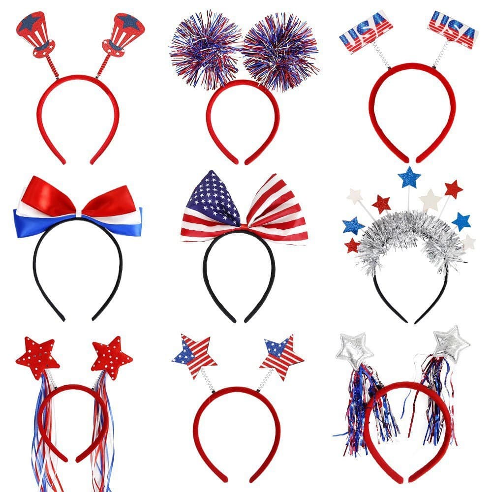 American Independence Day five-pointed star love ribbon headband headband National Day party decorations flag headband head buckle