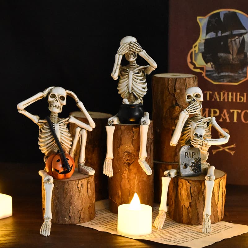 Cross-border Mini Halloween Skull Decoration, Witch Prop, Home Decor, Resin Craft