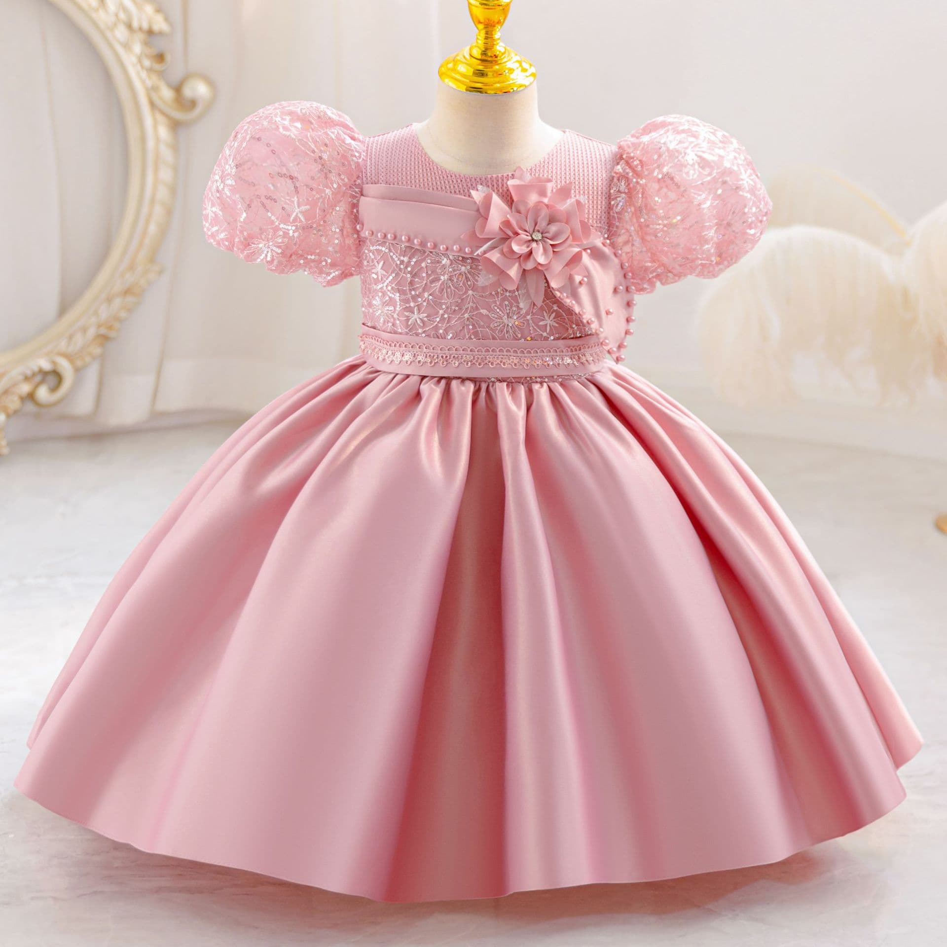 Cross-border new children's dress, birthday princess dress, bubble dress, girl's piano performance dress, kid dress