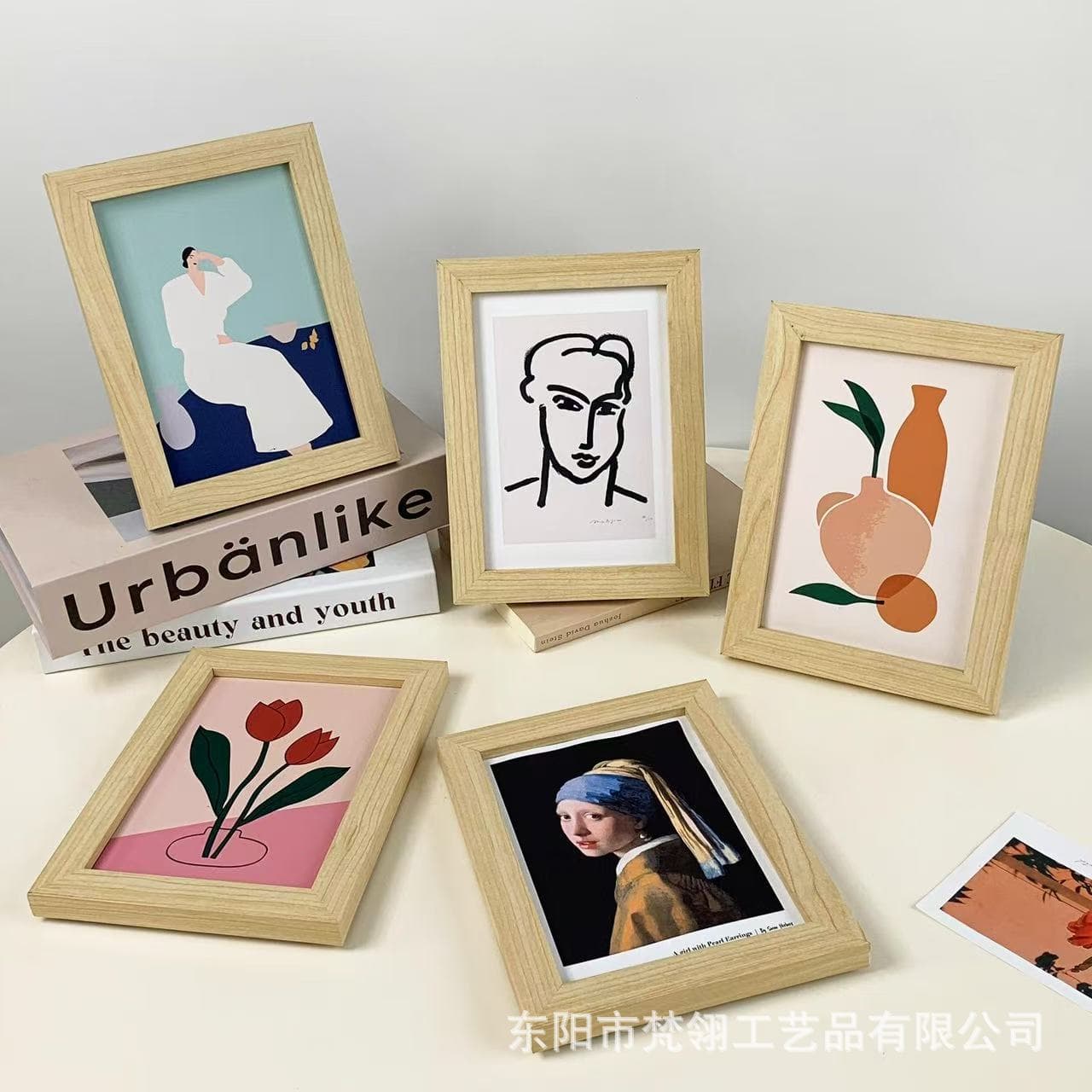 6-inch modern art photo frame for tabletop display, 10-inch A4 wall hanging handmade wooden Instagram-style picture frame wholesale