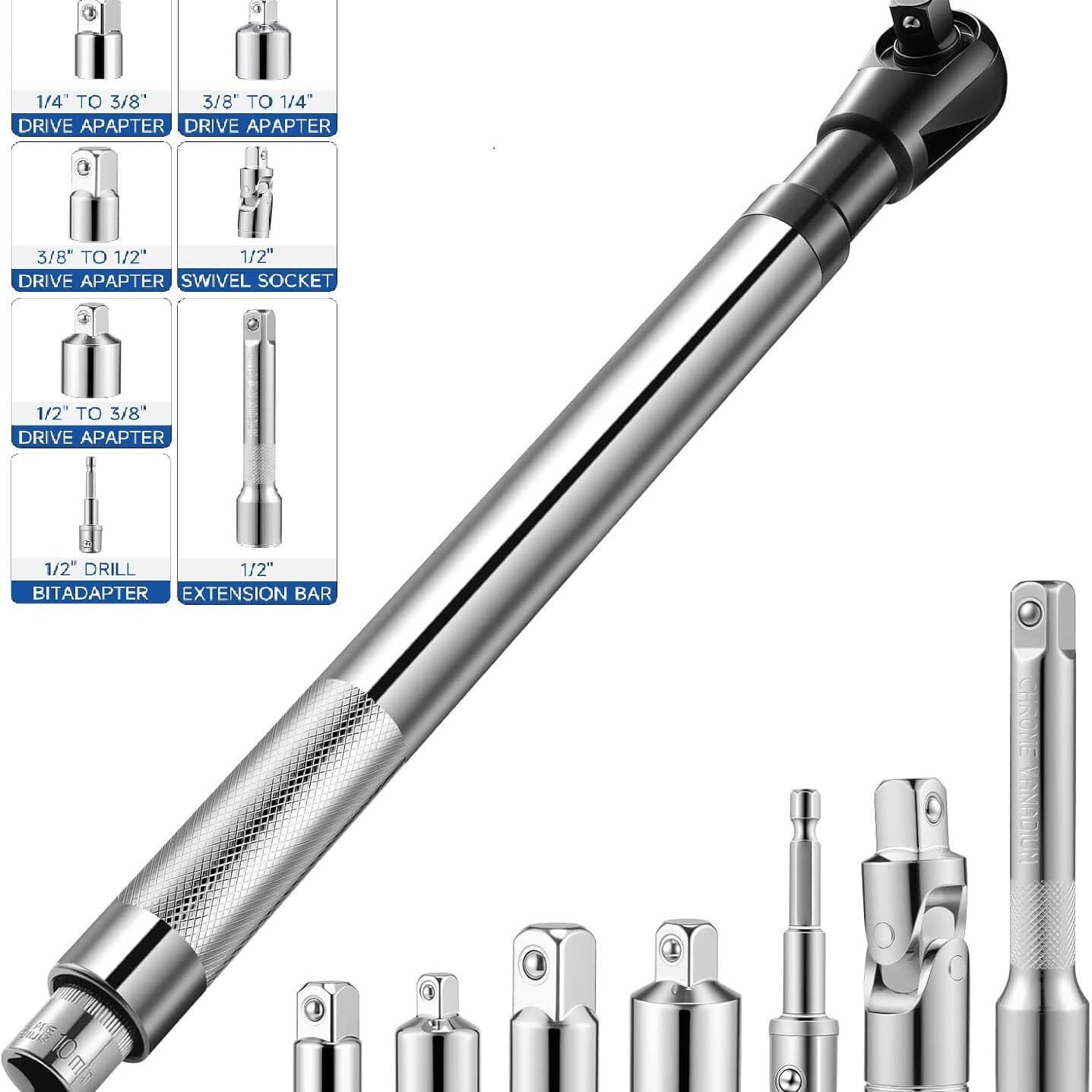 Wholesale Multi-Function Extended Quick Ratchet Wrench Pneumatic Tool Manual Extension Socket Wrench Long Extension Bar