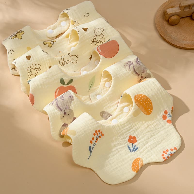 Baby Gauze Bibs, Pure Cotton Class A Drool Cloths, Newborn Unisex Thin Bibs for Spring/Summer