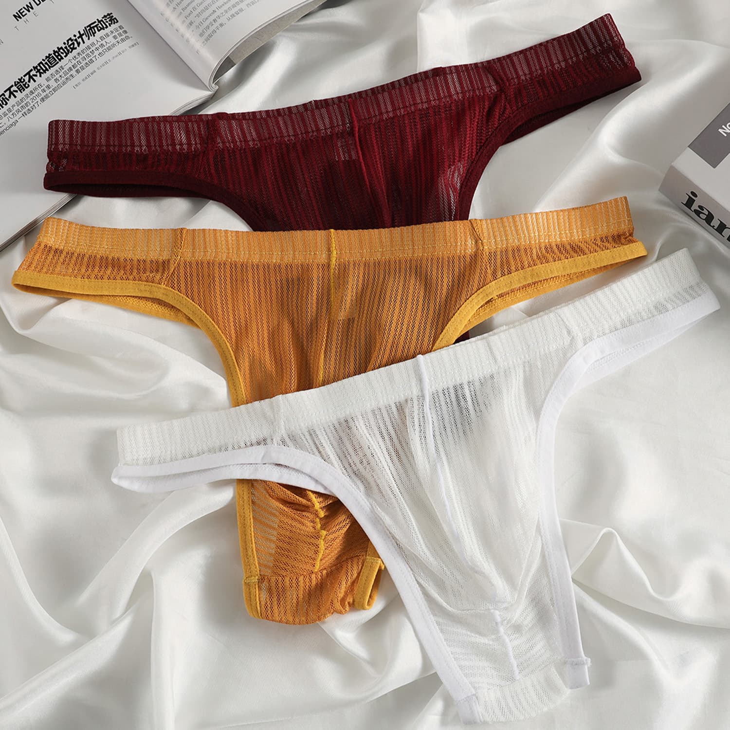 Men's Soft Comfortable Sexy Fun Breathable T-Back Underwear Shorts Mesh Fabric