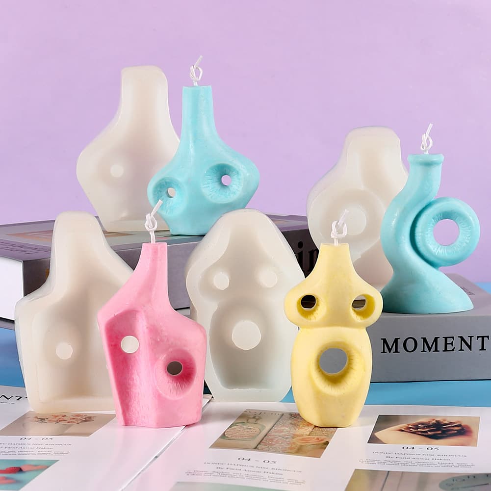 Geometric Abstract Bottle Aromatherapy Candle Silicone Mold DIY Home Decor Tabletop Plaster Mold