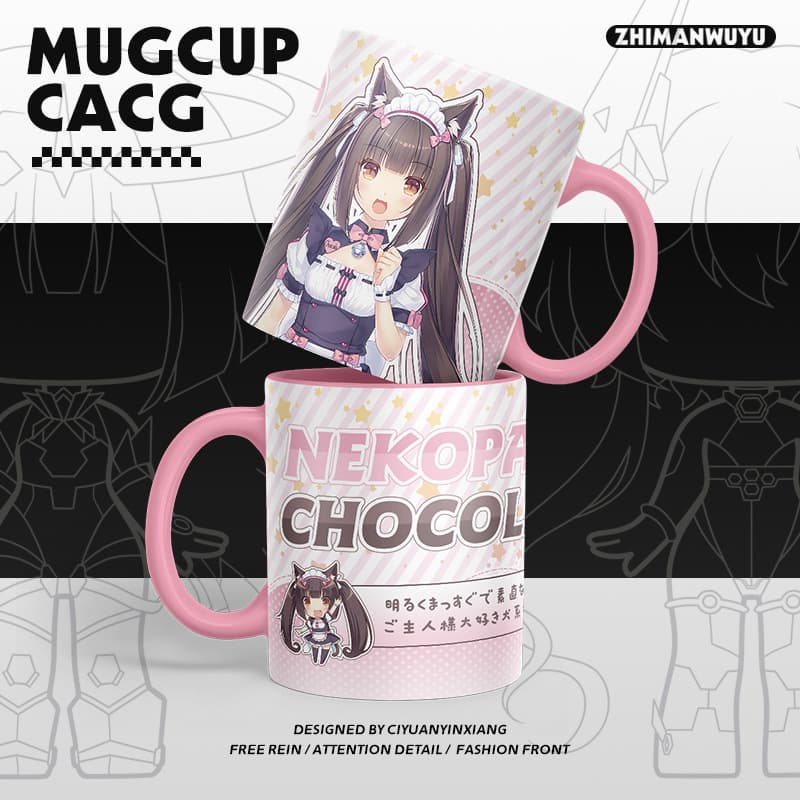 NEKOPARA Game Fan Art Ceramic Chocolate Vanilla Maple Cinnamon Red Bean Coconut Water Mug