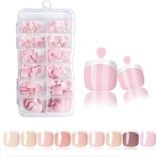 120pcs Boxed Nude White French Press-On Toenails New Style Whitening Toe Nail Stickers Wholesale Fake Toenails