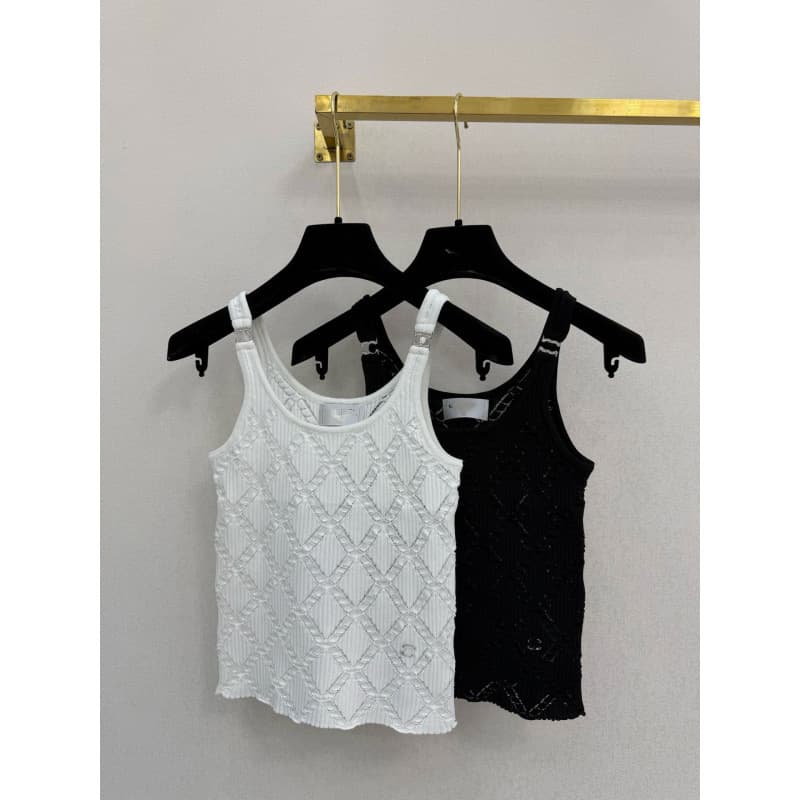 Shenzhen Nanyou ~ CH Top 26 Summer Knit Camisole Vest Women Hollow Diamond Sleeveless Top Slim Fit Versatile Trendy