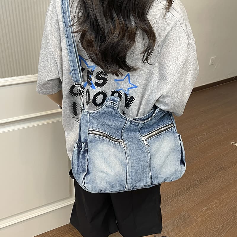 Denim Bag for Women Cross-Border 2026 New Style Student Commute Tote Bag Large Capacity Lightweight Shoulder Bag