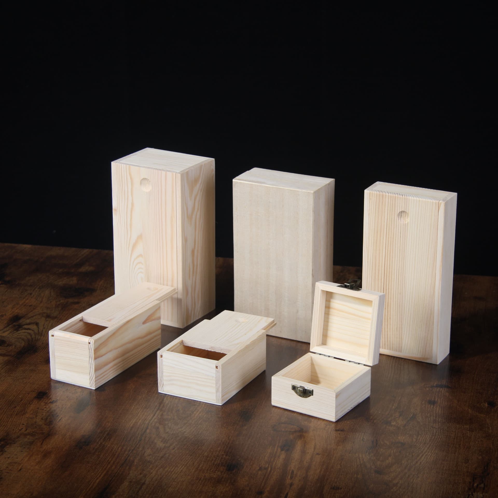 Wholesale Custom Wooden Flip-Top, Two-Piece Lid, and Drawer-Style Storage Boxes for Jewelry and Gift Packaging