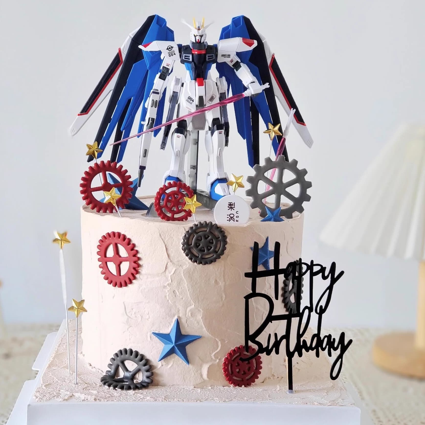 Children's Boy Cake Decorative Ornaments Gundam Mecha Model Hand-held Mobile Soldier Male God Birthday Baking Ornaments