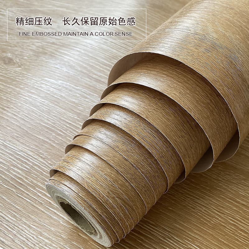 ∅ Natural wood color wardrobe furniture renovation stickers, self-adhesive desktop, closet, old door, waterproof wood grain desk, wall