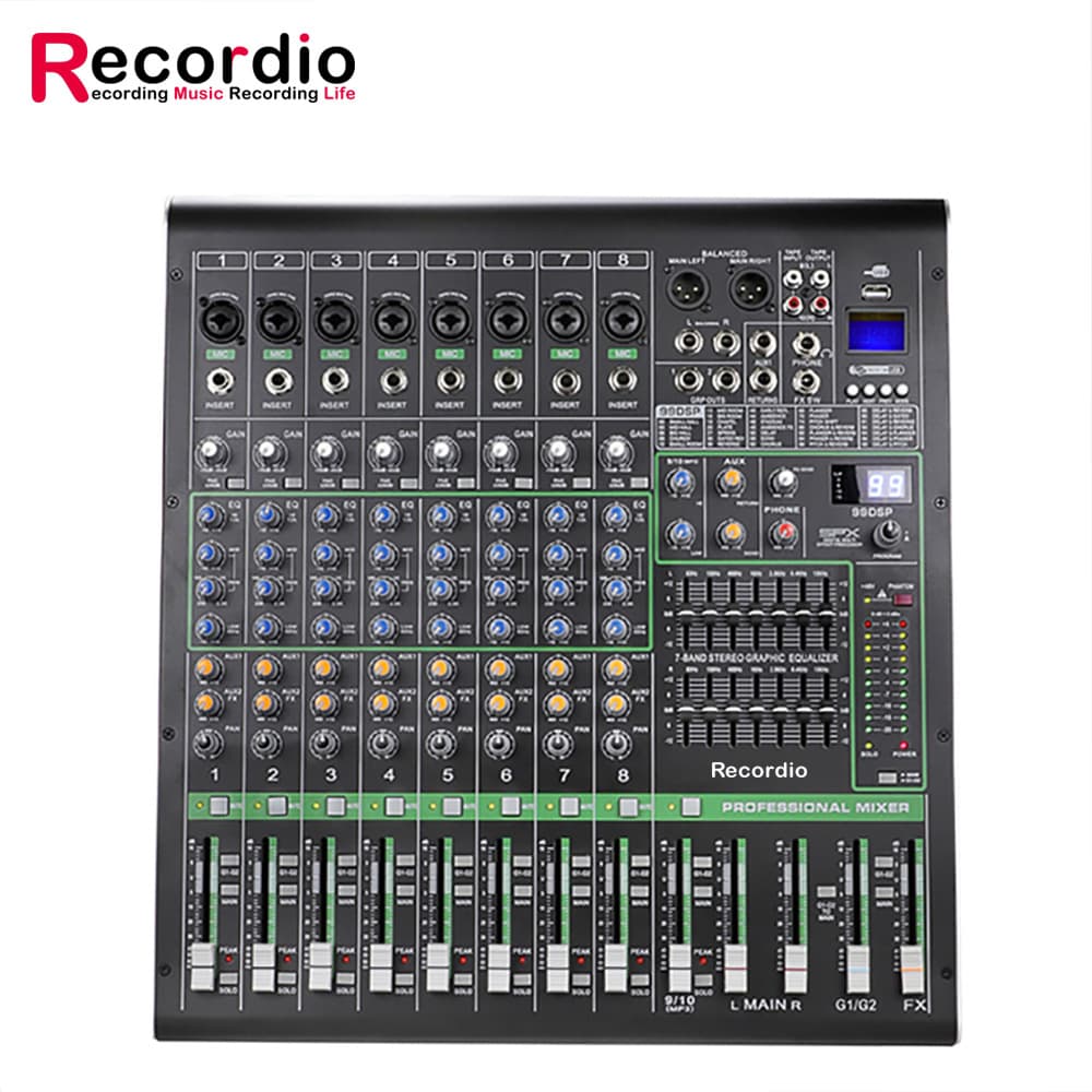 GAX-XS8 English Version 8/12/16-Channel Digital Audio Mixer, Home Use 99 DSP Effects Mixer