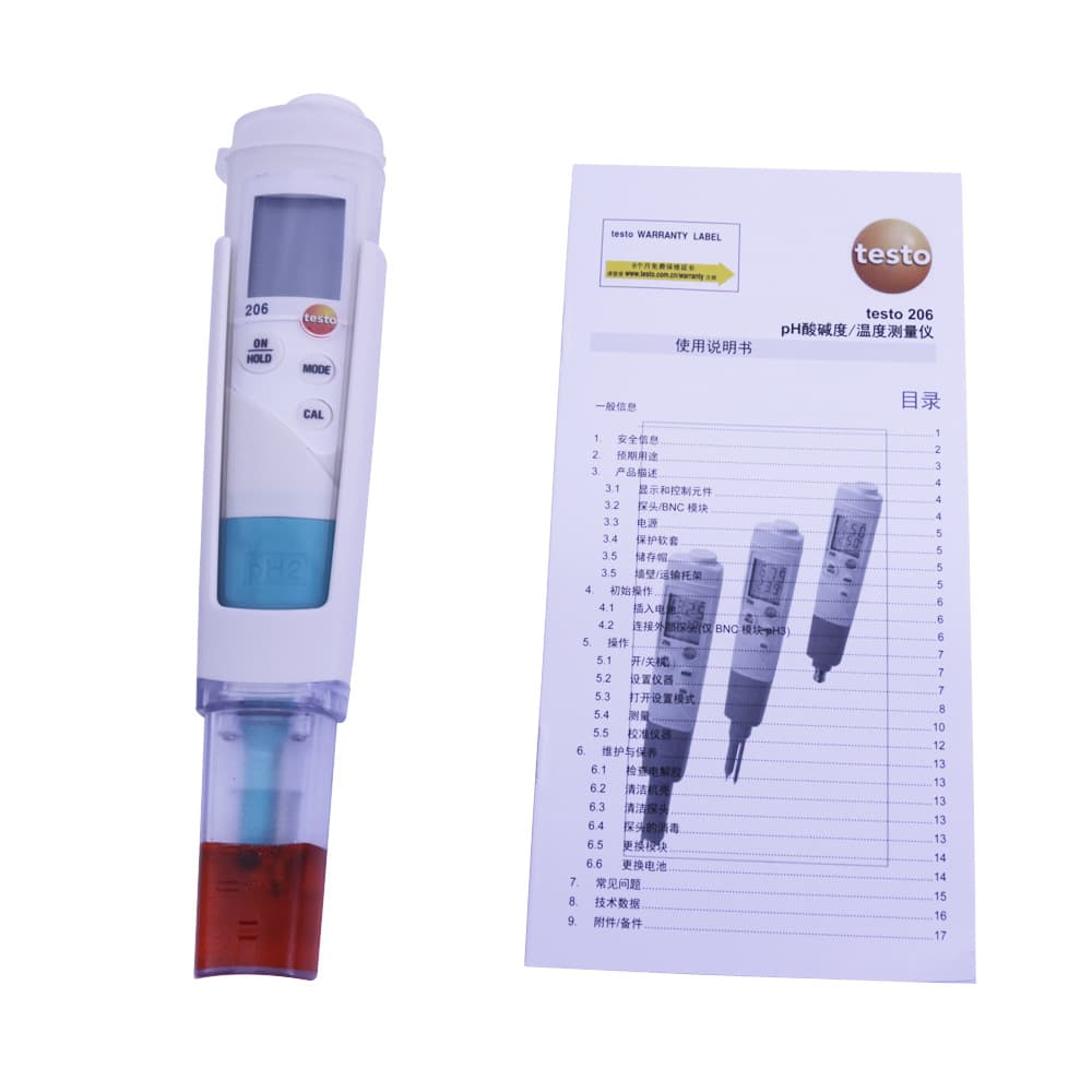 Testo 206 PH2 Semi-Solid pH Meter 0563 2062 Digital Cheese Yogurt Acidity Tester