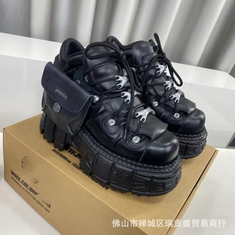 Cross-border Retro Height Increase Couple Shoes Spain New Trend Men's Platform Thick Sole Casual Punk Rock Shoes Trade