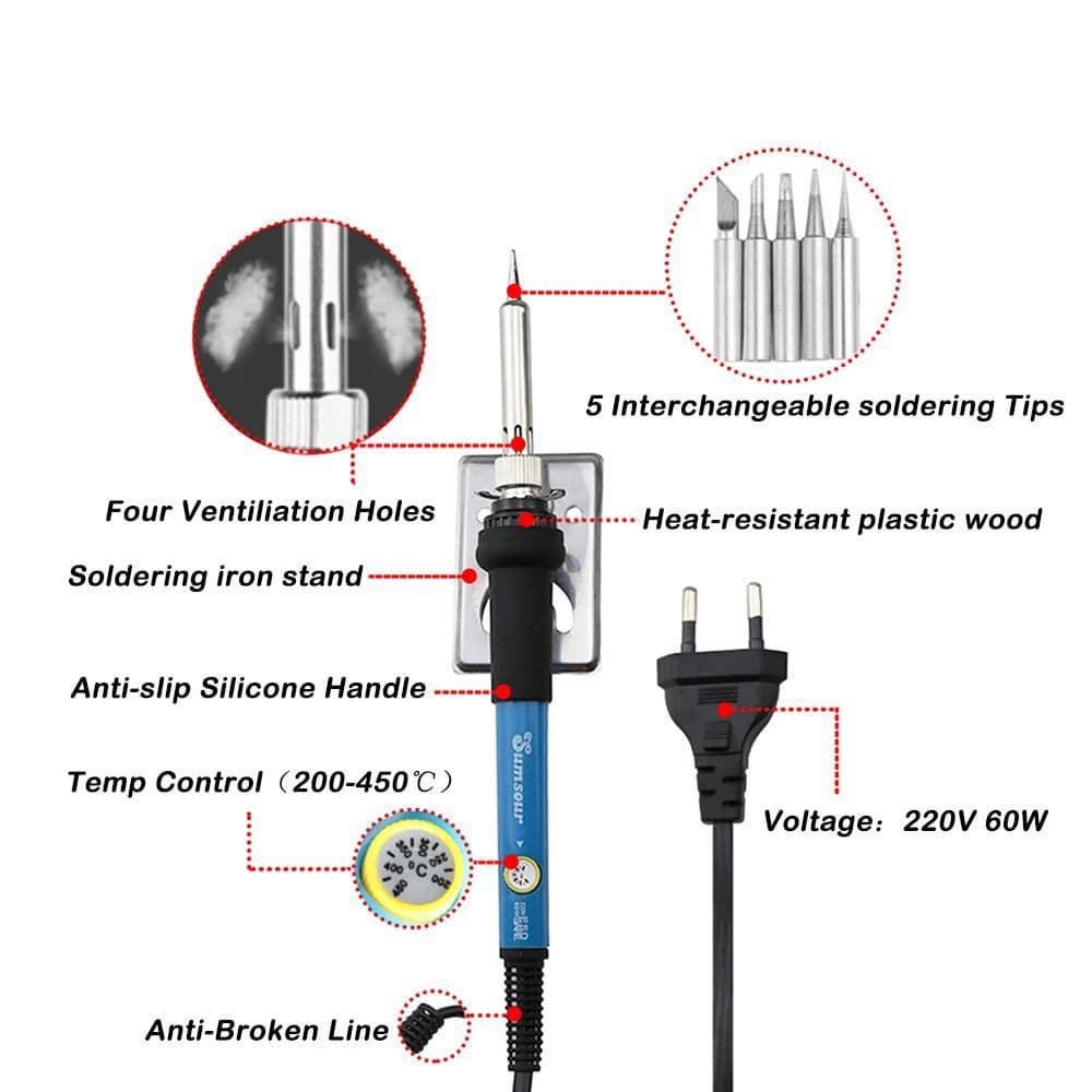 Adjustable Temperature Soldering Iron with Digital Display for Electronic Welding and Repair