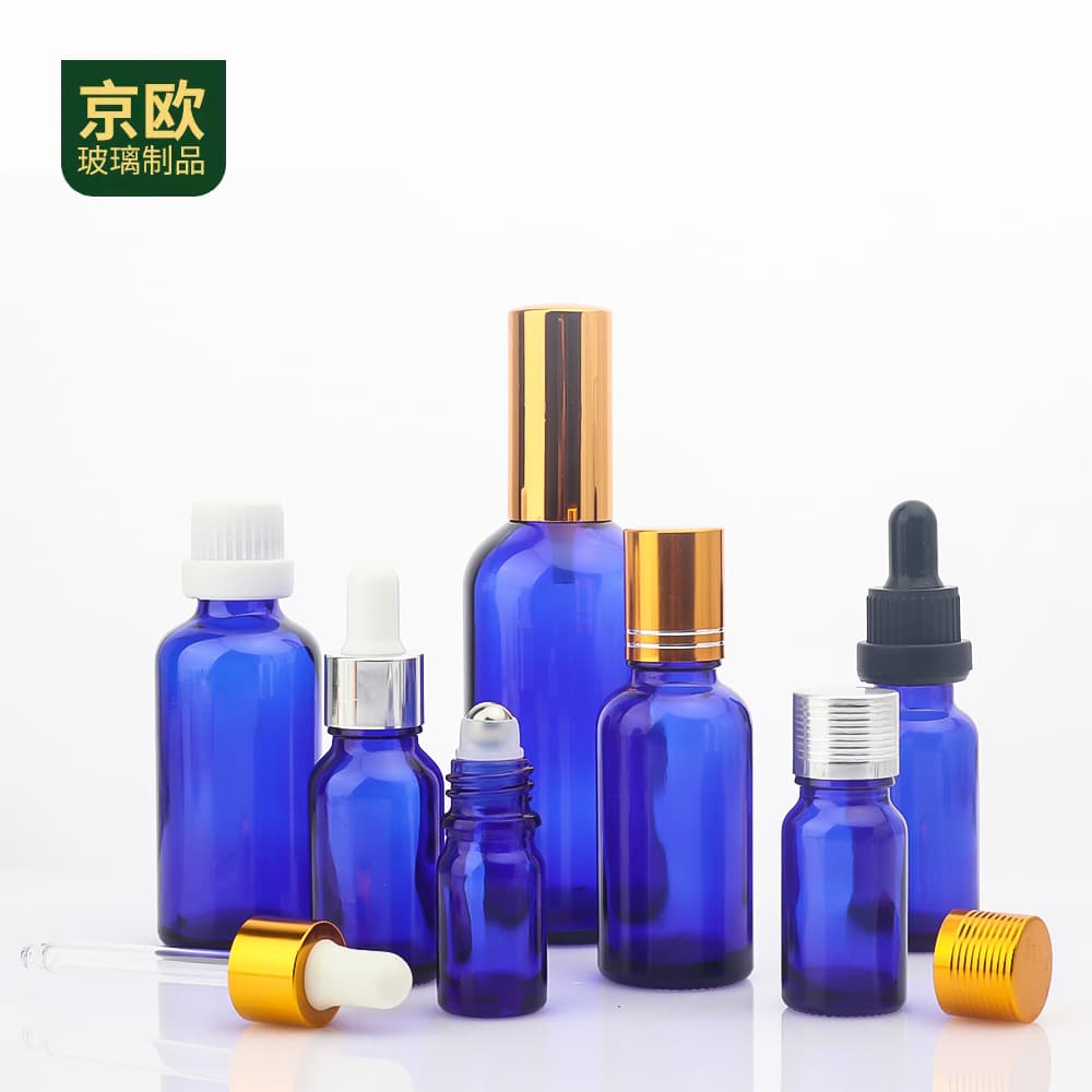 Blue essential oil bottle, lotion dropper bottle, roller bottle, disinfectant spray bottle, light-blocking cosmetic empty bottle